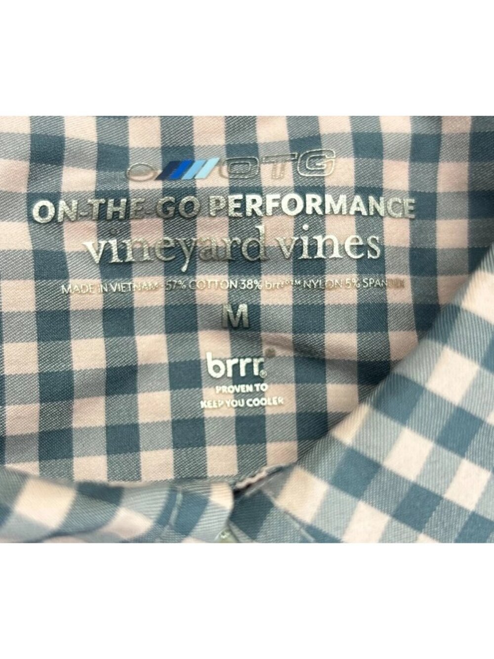 Vineyard Vines Button Down Shirt Mens‎ M Pink Blue Gingham On The Go Performance - Picture 8 of 12